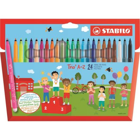 STABILO Filctoll készlet, 0,7 mm, STABILO "Trio A-Z", 24 különböző szín