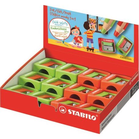 STABILO Hegyező, egylyukú, STABILO "Woody 3 in 1", vegyes színek