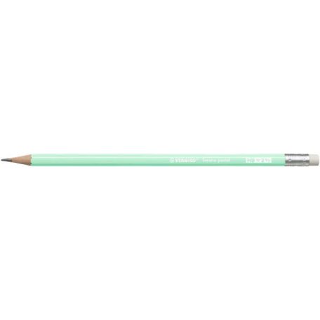 STABILO Grafitceruza radírral, HB, hatszögletű, STABILO "Swano Pastel", zöld
