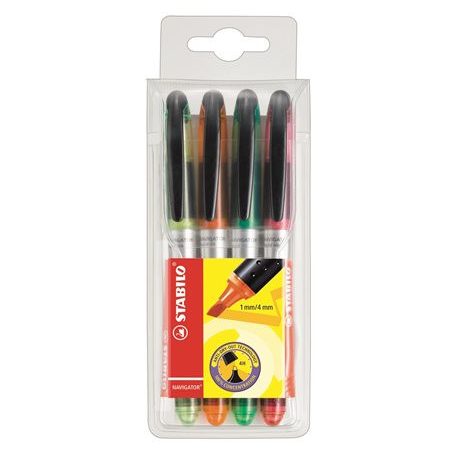 STABILO Szövegkiemelő készlet, 1-4 mm, STABILO "Navigator", 4 különböző szín