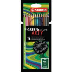  STABILO Színes ceruza készlet, hatszögletű, STABILO "GreenColors ARTY", 12 különböző szín