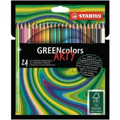  STABILO Színes ceruza készlet, hatszögletű, STABILO "GreenColors ARTY", 24 különböző szín