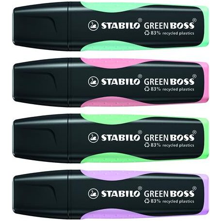 STABILO Szövegkiemelő készlet, 2-5 mm, STABILO "Green Boss Pastel", 4 különböző szín