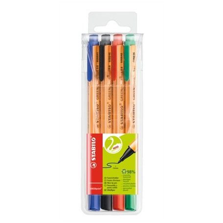 STABILO Filctoll készlet, 0,8 mm, STABILO "Greenpoint", 4 különböző szín