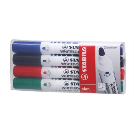 STABILO Táblamarker készlet, 2,5-3,5 mm, kúpos, STABILO "Plan", 4 különböző szín