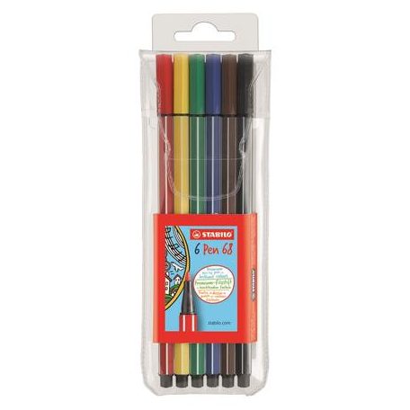 STABILO Filctoll készlet, 1 mm, STABILO "Pen 68", 6 különböző szín