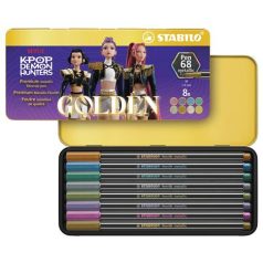   STABILO Filctoll készlet, metál, fémdobozos, 1 mm, STABILO "Pen 68 Metallic" K-Pop démonvadászok", 8 különböző metál szín