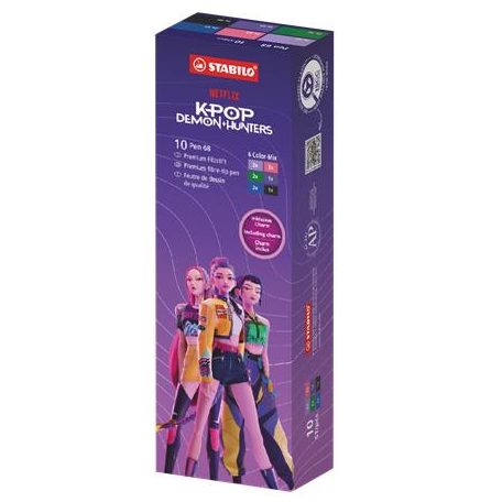 STABILO Filctoll készlet, 1 mm, STABILO "Pen 68" " K-Pop démonvadászok", 6 különböző szín