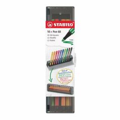   STABILO Filctoll készlet, 1 mm, STABILO "Pen 68", 10 db-os asztali készlet