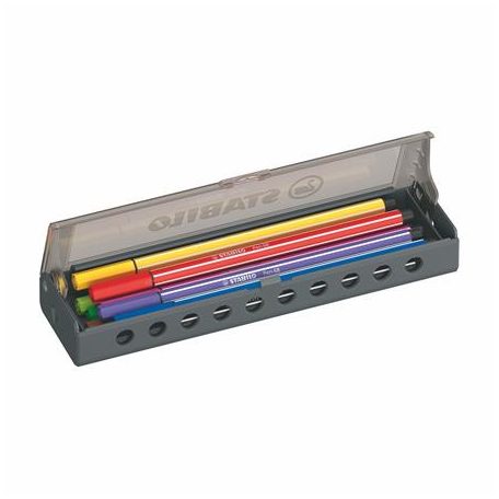 STABILO Filctoll készlet, 1 mm, STABILO "Pen 68", 10 db-os asztali készlet