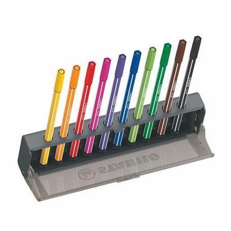 STABILO Filctoll készlet, 1 mm, STABILO "Pen 68", 10 db-os asztali készlet