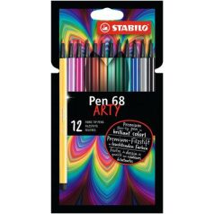   STABILO Filctoll készlet, 1 mm, STABILO "Pen 68 ARTY", 12 különböző szín