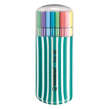 STABILO Filctoll készlet, 1 mm, türkiz tok, STABILO "Pen 68 Zebrui", 20 különböző szín