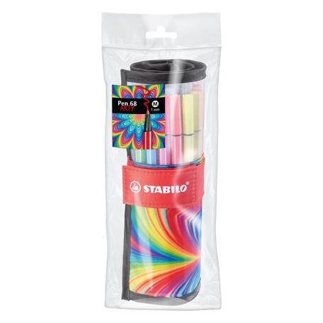 STABILO Filctoll, készlet, 1 mm, felcsavarható, STABILO "Pen 68 ARTY", 25 különböző színű