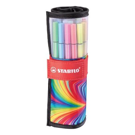 STABILO Filctoll, készlet, 1 mm, felcsavarható, STABILO "Pen 68 ARTY", 25 különböző színű