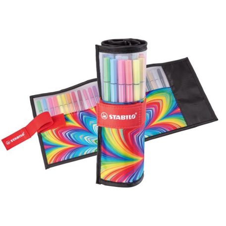 STABILO Filctoll, készlet, 1 mm, felcsavarható, STABILO "Pen 68 ARTY", 25 különböző színű
