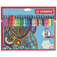   STABILO Filctoll készlet, 1 mm, STABILO "Pen 68", 30 különböző szín