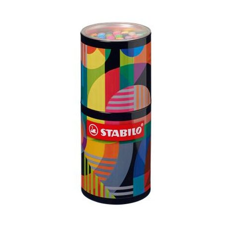 STABILO Filctoll készlet, hengeres fém doboz, 1 mm, STABILO "Pen 68 ARTY", 45 különböző szín