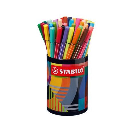 STABILO Filctoll készlet, hengeres fém doboz, 1 mm, STABILO "Pen 68 ARTY", 45 különböző szín