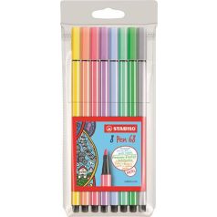   STABILO Filctoll készlet, 1 mm, STABILO "Pen 68", 8 pasztell szín