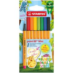   STABILO Tűfilc készlet, 0,4 mm, STABILO "Point 88 Mini Animal Vibes", 8 különböző szín