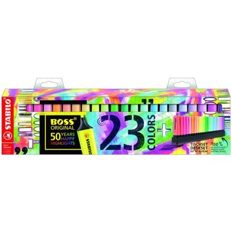 STABILO Szövegkiemelő készlet, 2-5 mm, STABILO "Boss 50th Birthday" 23 db-os asztali készlet