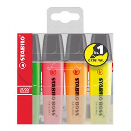 STABILO Szövegkiemelő készlet, 2-5 mm, STABILO "BOSS original", 4 különböző szín