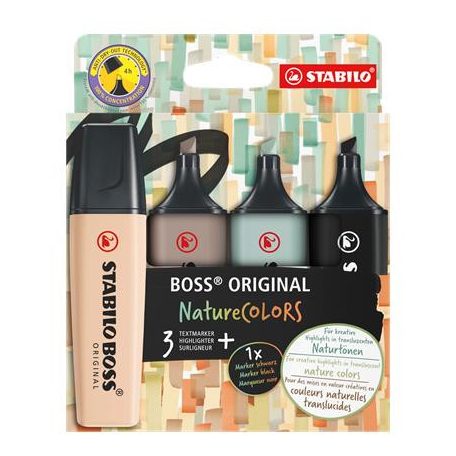 STABILO Szövegkiemelő készlet, 2-5 mm, STABILO "BOSS original NatureCOLORS", 4 különböző szín