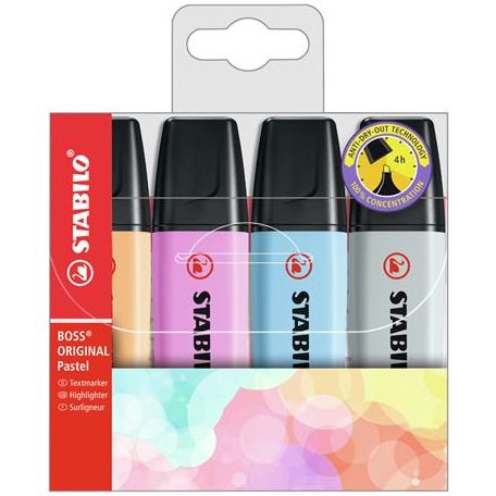 STABILO Szövegkiemelő készlet, 2-5 mm, STABILO "BOSS original Pastel", 4 különböző szín