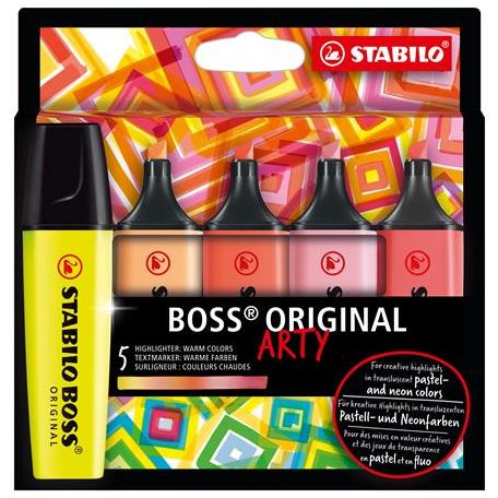 STABILO Szövegkiemelő készlet, 2-5 mm, STABILO "BOSS original Arty", 5 meleg szín