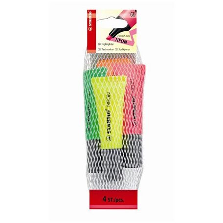 STABILO Szövegkiemelő készlet, 2-5 mm, STABILO "Neon", 4 különböző szín