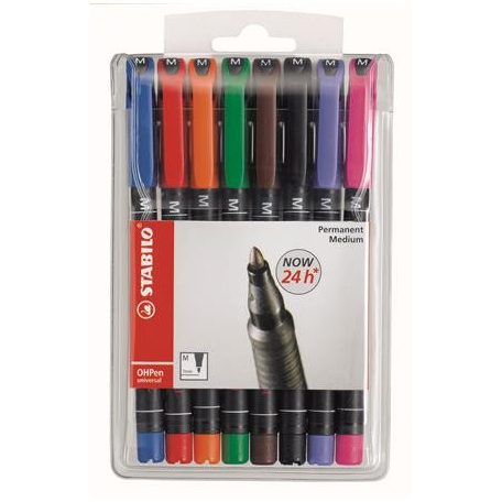 STABILO Alkoholos marker, 1 mm, STABILO "OHPen M", 8 különböző szín