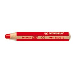   STABILO Színes ceruza, kerek, vastag, STABILO "Woody 3 in 1", piros