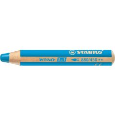   STABILO Színes ceruza, kerek, vastag, STABILO "Woody 3 in 1", ciánkék