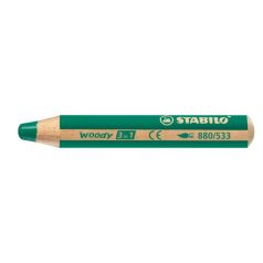   STABILO Színes ceruza, kerek, vastag, STABILO "Woody 3 in 1", sötétzöld