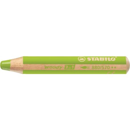 STABILO Színes ceruza, kerek, vastag, STABILO "Woody 3 in 1", világoszöld