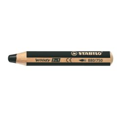   STABILO Színes ceruza, kerek, vastag, STABILO "Woody 3 in 1", fekete