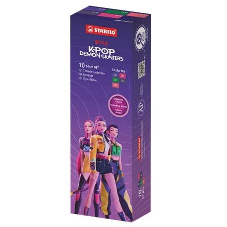 STABILO Tűfilc készlet, 0,4 mm, STABILO "Point 88" "K-Pop démonvadászok", 5 különböző szín