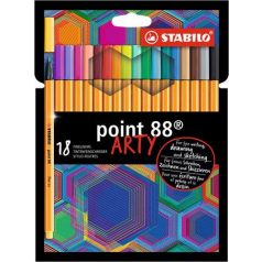   STABILO Tűfilc készlet, 0,4 mm, STABILO "Point 88 ARTY", 18 különböző szín