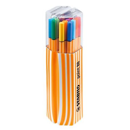 STABILO Tűfilc készlet, 0,4 mm, STABILO "Point 88 Twin Pack", 20 különböző szín