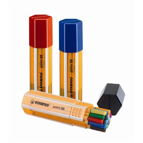 STABILO Tűfilc készlet, 0,4 mm, STABILO "Point 88 Big Point Box", 20 különböző szín