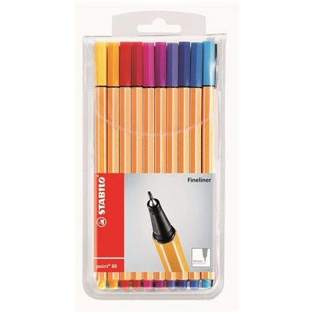 STABILO Tűfilc készlet, 0,4 mm, STABILO "Point 88", 20 különböző szín