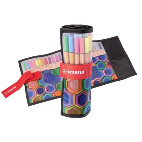 STABILO Tűfilc készlet, 0,4 mm, STABILO "Point 88 ARTY", 25 különböző szín