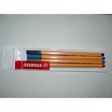 STABILO Tűfilc készlet, 0,4 mm, STABILO "Point 88", 4 különböző szín