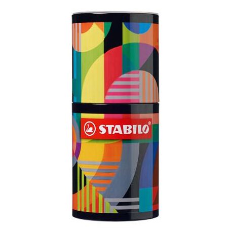 STABILO Tűfilc készlet, hengeres fém doboz, 0,4 mm, STABILO "point 88 ARTY", 45 különböző szín