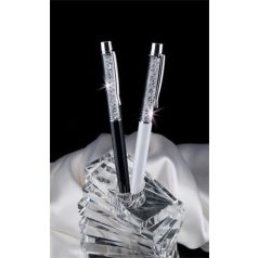   ART CRYSTELLA Golyóstoll, krémfehér, felül fehér SWAROVSKI® kristállyal töltve, 14 cm, ART CRYSTELLA®
