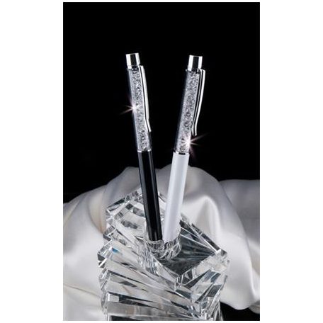 ART CRYSTELLA Golyóstoll, krémfehér, felül fehér SWAROVSKI® kristállyal töltve, 14 cm, ART CRYSTELLA®
