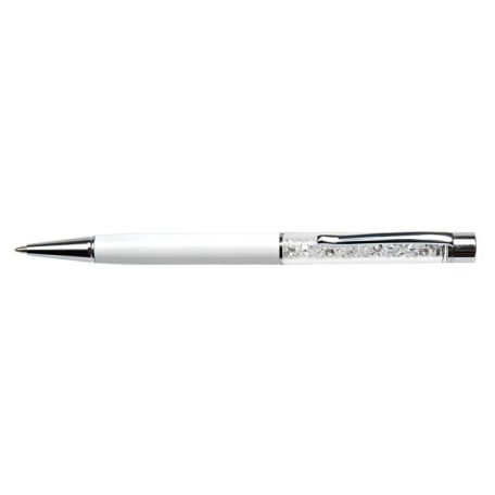 ART CRYSTELLA Golyóstoll, krémfehér, felül fehér SWAROVSKI® kristállyal töltve, 14 cm, ART CRYSTELLA®