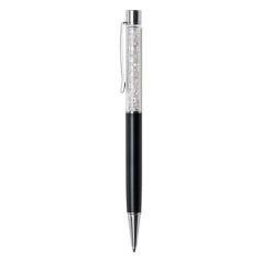   ART CRYSTELLA Golyóstoll, fekete, felül fehér SWAROVSKI® kristállyal töltve, 14 cm, ART CRYSTELLA®