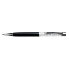   ART CRYSTELLA Golyóstoll, fekete, felül fehér SWAROVSKI® kristállyal töltve, 14 cm, ART CRYSTELLA®